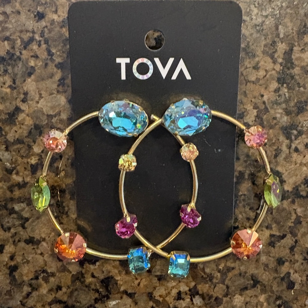 Multicolor Crystal Hoop Earrings